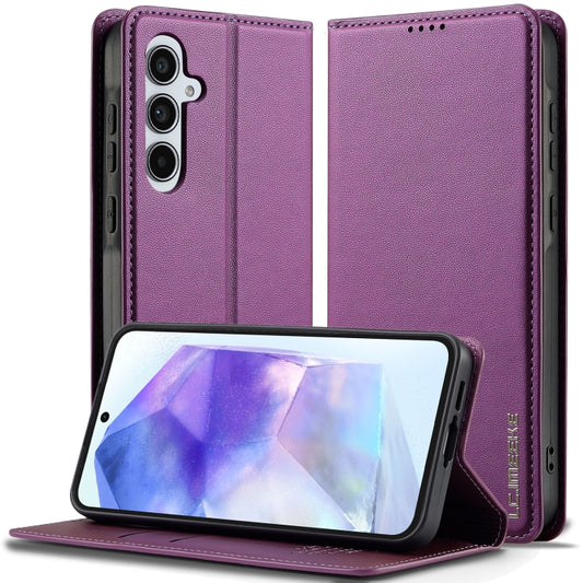 For Samsung Galaxy S25+ 5G LC.IMEEKE L1 Series Frosted Fine Texture PU Phone Case(Purple) - Galaxy S25+ 5G Cases by LC.IMEEKE | Online Shopping South Africa | PMC Jewellery | Buy Now Pay Later Mobicred