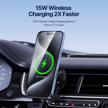 V5 15W Qi2 Air Outlet Car Transparent Magnetic Wireless Charging Holder(Black) - Wireless Charger Holders by PMC Jewellery | Online Shopping South Africa | PMC Jewellery | Buy Now Pay Later Mobicred