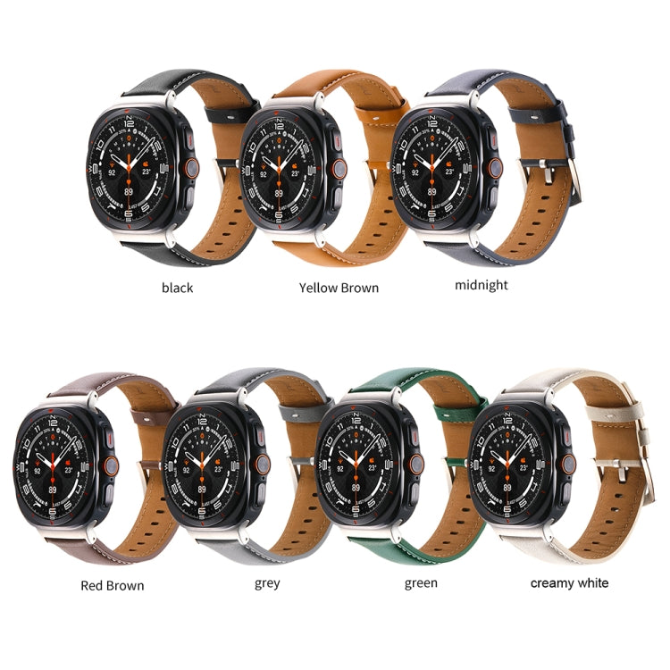For Samsung Galaxy Watch Ultra 47mm Plain Genuine Leather Watch Band(Midnight Blue) - Watch Bands by PMC TechLife | Online Shopping South Africa | PMC TechLife | Buy Now Pay Later Mobicred