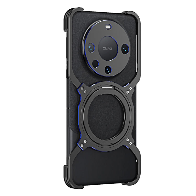 For Huawei Mate 60 Pro Mechanical Arm Borderless MagSafe Holder Metal Phone Case(Black Blue) - Huawei Cases by PMC TechLife | Online Shopping South Africa | PMC TechLife | Buy Now Pay Later Mobicred