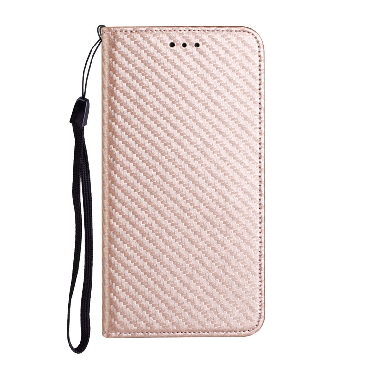 For iPhone 16 Plus Carbon Fiber Texture Magnetic Flip Leather Phone Case(Rose Gold) - iPhone 16 Plus Cases by PMC TechLife | Online Shopping South Africa | PMC TechLife | Buy Now Pay Later Mobicred