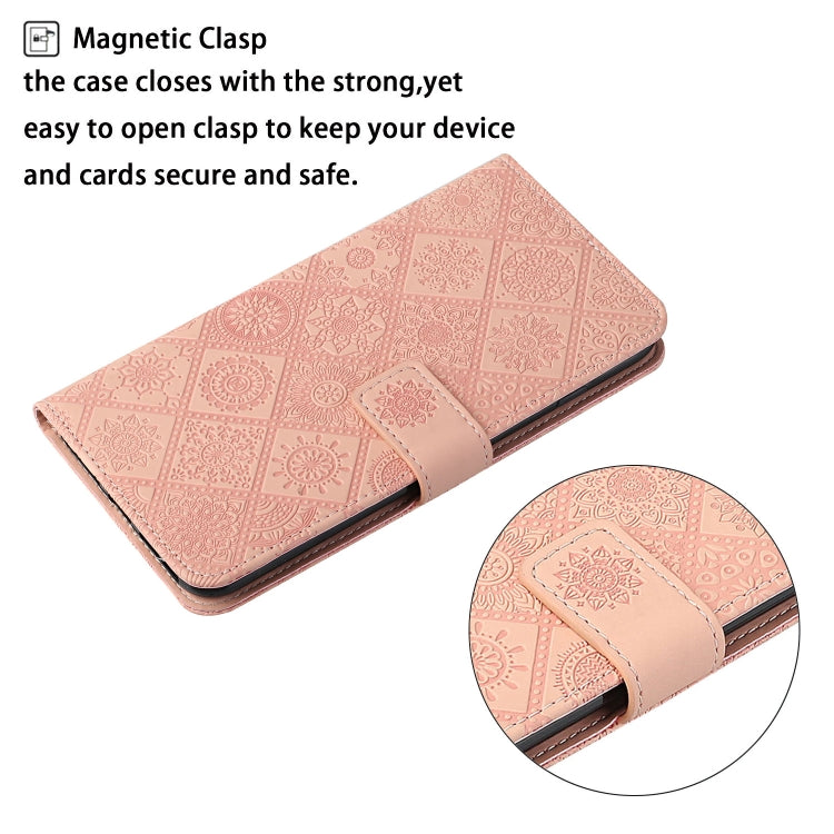 For Samsung Galaxy S25 5G Ethnic Style Embossed Pattern Leather Phone Case(Pink) - Galaxy S25 5G Cases by PMC Jewellery | Online Shopping South Africa | PMC Jewellery | Buy Now Pay Later Mobicred