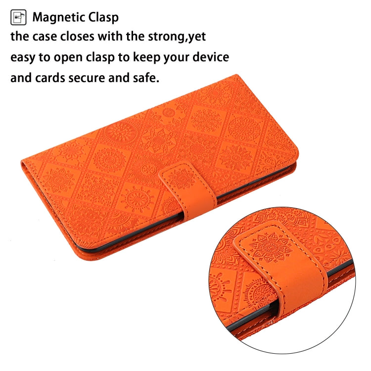 For Samsung Galaxy S25 5G Ethnic Style Embossed Pattern Leather Phone Case(Orange) - Galaxy S25 5G Cases by PMC Jewellery | Online Shopping South Africa | PMC Jewellery | Buy Now Pay Later Mobicred