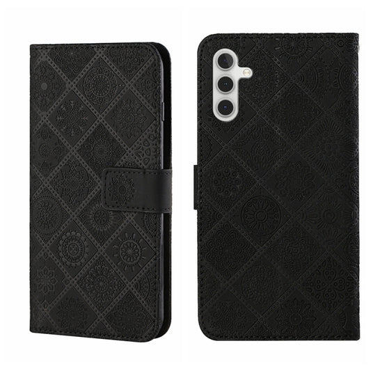 For Samsung Galaxy S25 5G Ethnic Style Embossed Pattern Leather Phone Case(Black) - Galaxy S25 5G Cases by PMC Jewellery | Online Shopping South Africa | PMC Jewellery | Buy Now Pay Later Mobicred