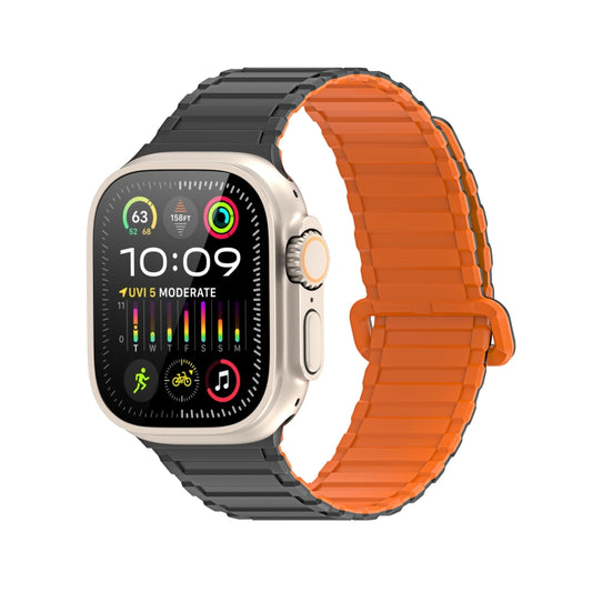 For Apple Watch Series 3 42mm DUX DUCIS KJ Series Magnetic Buckle Silicone Watch Band(Black Orange) - Watch Bands by DUX DUCIS | Online Shopping South Africa | PMC Jewellery | Buy Now Pay Later Mobicred