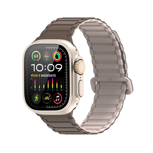 For Apple Watch Series 2 42mm DUX DUCIS KJ Series Magnetic Buckle Silicone Watch Band(Brown Grey) - Watch Bands by DUX DUCIS | Online Shopping South Africa | PMC Jewellery | Buy Now Pay Later Mobicred