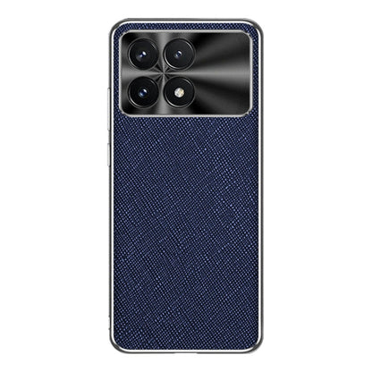 For Redmi K70 Silver Edge Cross Texture PU Leather Phone Case(Sapphire Blue) - K70 Cases by PMC Jewellery | Online Shopping South Africa | PMC Jewellery | Buy Now Pay Later Mobicred