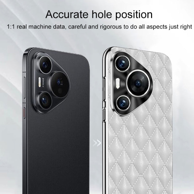 For Huawei Pura 70 Silver Edge Rhombic Texture PU Leather Phone Case(Pink) - Huawei Cases by PMC Jewellery | Online Shopping South Africa | PMC Jewellery | Buy Now Pay Later Mobicred