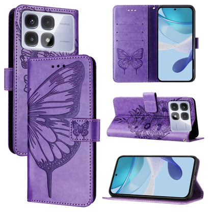 For Redmi K70 Ultra 5G Global Embossed Butterfly Leather Phone Case(Light Purple) - Xiaomi Cases by PMC Jewellery | Online Shopping South Africa | PMC Jewellery | Buy Now Pay Later Mobicred