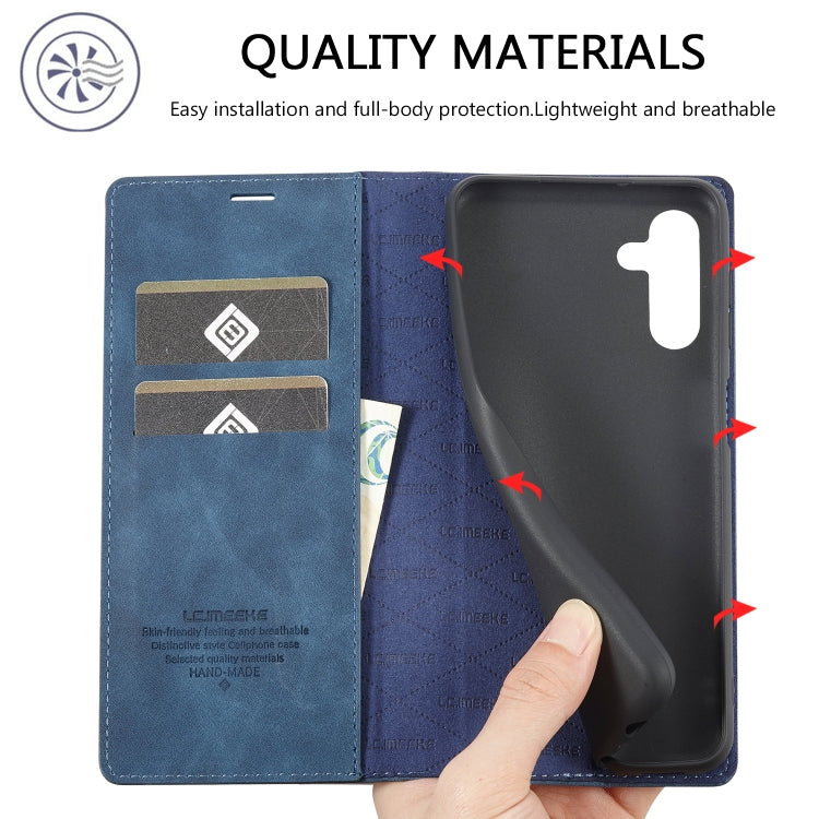 For Samsung Galaxy S24 FE 5G LC.IMEEKE Strong Magnetism Microfiber Leather Phone Case(Blue) - free shipping - PMC Jewellery - Order now!