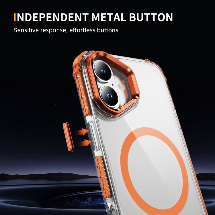 For iPhone 16 Plus Rainbow Series Transparent MagSafe Lens Holder Phone Case(Orange) - free shipping - PMC TechLife - Order now!