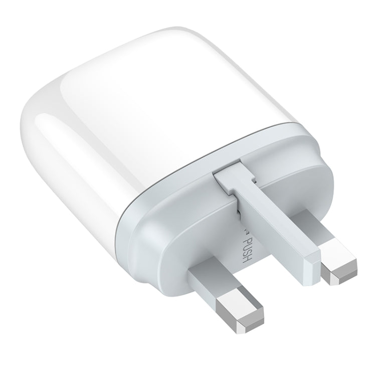 LDNIO Q229 QC3.0 / PD20W USB + Type-C Fast Charger with 1m USB to 8 Pin Cable, Plug Type:UK Plug(White) - USB Charger by LDNIO | Online Shopping South Africa | PMC Jewellery | Buy Now Pay Later Mobicred