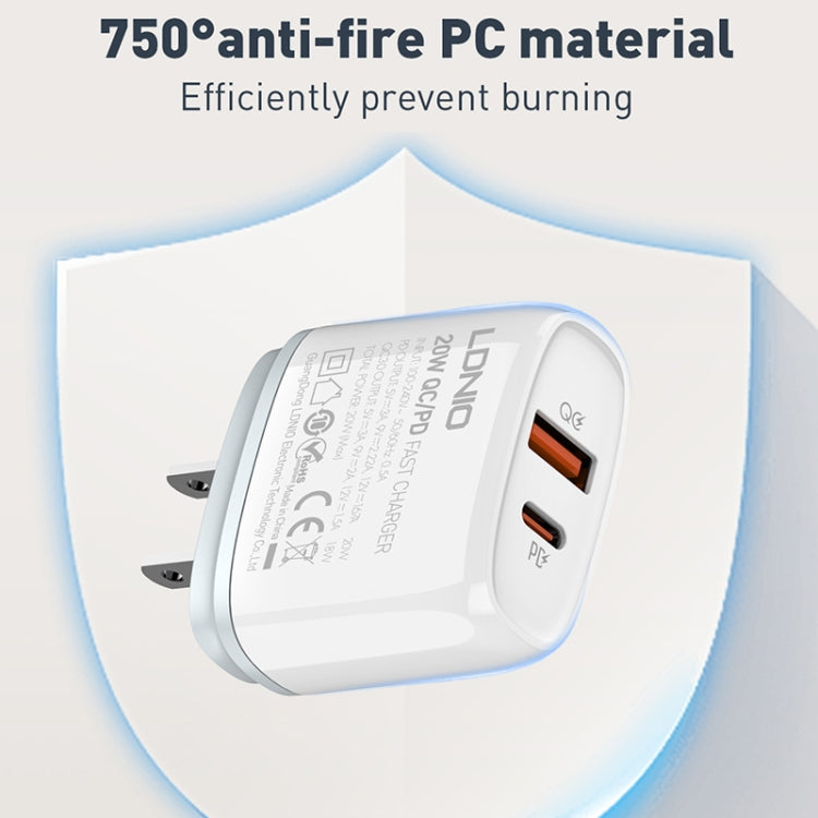 LDNIO Q229 QC3.0 / PD20W USB + Type-C Fast Charger with 1m Type-C to Type-C Cable, Plug Type:UK Plug(White) - free shipping - PMC TechLife - Order now!