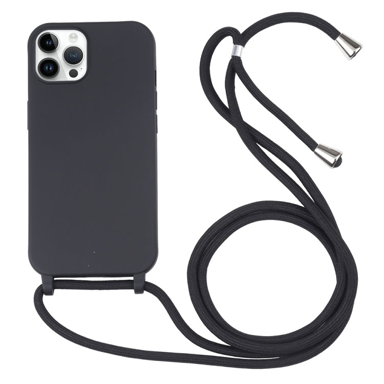 For iPhone 16 Pro Candy Colors TPU Protective Phone Case with Lanyard (Black) - iPhone 16 Pro Cases by PMC TechLife | Online Shopping South Africa | PMC TechLife | Buy Now Pay Later Mobicred