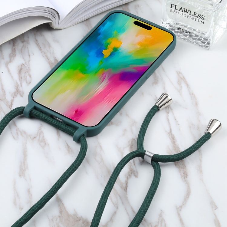 For iPhone 16 Plus Candy Colors TPU Protective Phone Case with Lanyard(Dark Green) - iPhone 16 Plus Cases by PMC Jewellery | Online Shopping South Africa | PMC Jewellery | Buy Now Pay Later Mobicred