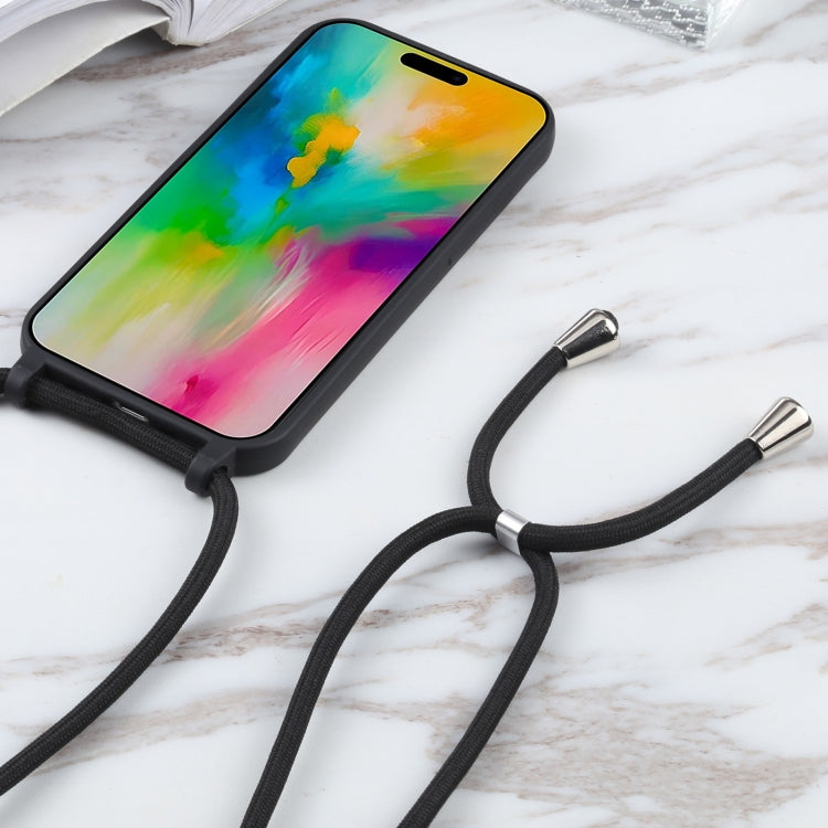 For iPhone 16 Plus Candy Colors TPU Protective Phone Case with Lanyard(Black) - iPhone 16 Plus Cases by PMC Jewellery | Online Shopping South Africa | PMC Jewellery | Buy Now Pay Later Mobicred