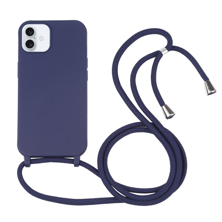 For iPhone 16 Candy Colors TPU Protective Phone Case with Lanyard(Dark Blue) - iPhone 16 Cases by PMC TechLife | Online Shopping South Africa | PMC TechLife | Buy Now Pay Later Mobicred