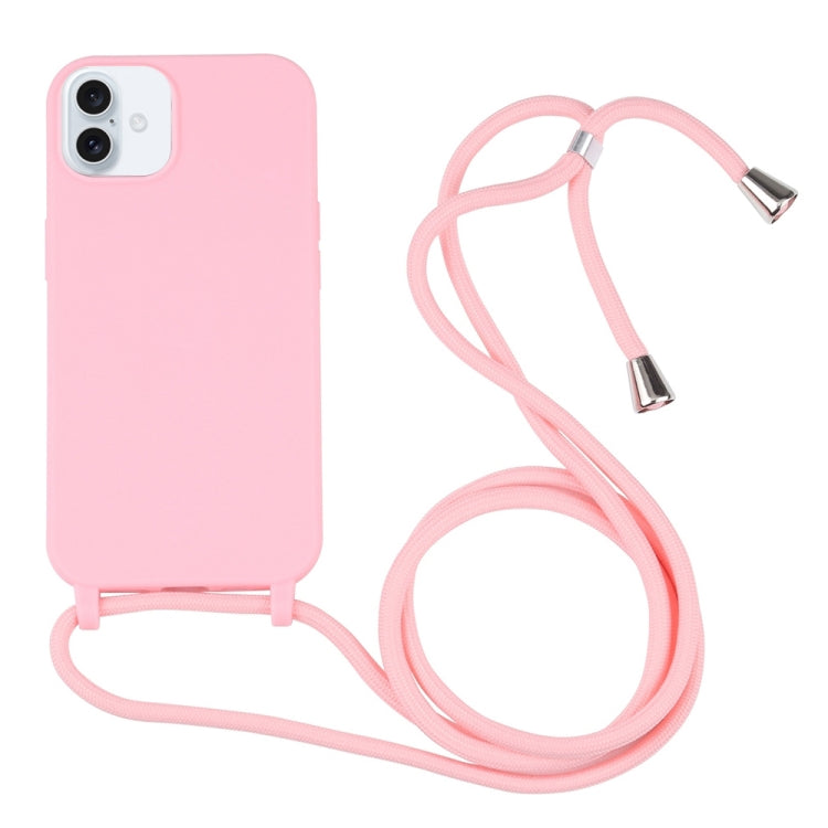 For iPhone 16 Candy Colors TPU Protective Phone Case with Lanyard(Pink) - iPhone 16 Cases by PMC Jewellery | Online Shopping South Africa | PMC Jewellery | Buy Now Pay Later Mobicred