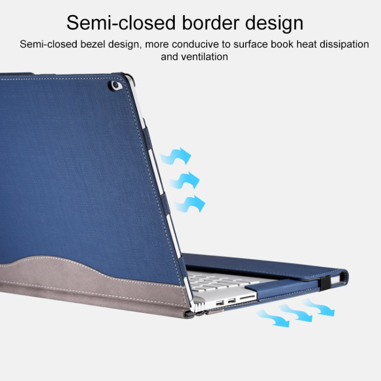 For Microsoft Surface Book 3 / 2 15 inch PU Leather Laptop Protective Case with Screen Stand(Dark Blue) - 15 inch by PMC Jewellery | Online Shopping South Africa | PMC Jewellery | Buy Now Pay Later Mobicred