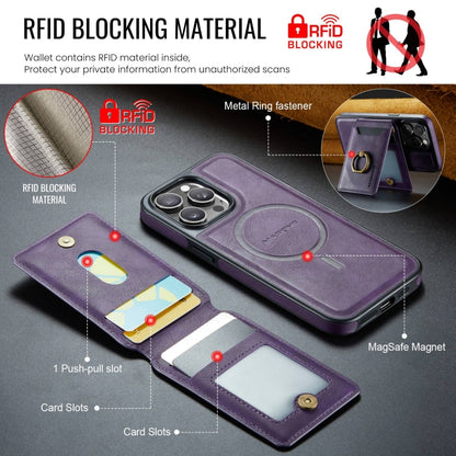 For iPhone 15 DG.MING K1 MagSafe Detachable Wallet RFID Back Cover Phone Case(Purple) - iPhone 15 Cases by DG.MING | Online Shopping South Africa | PMC Jewellery | Buy Now Pay Later Mobicred