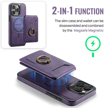 For iPhone 14 Plus DG.MING K1 MagSafe Detachable Wallet RFID Back Cover Phone Case(Purple) - iPhone 14 Plus Cases by DG.MING | Online Shopping South Africa | PMC Jewellery | Buy Now Pay Later Mobicred