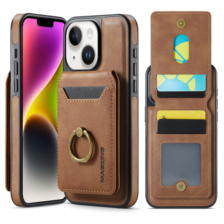 For iPhone 14 Plus DG.MING K1 MagSafe Detachable Wallet RFID Back Cover Phone Case(Brown) - free shipping - PMC Jewellery - Order now!