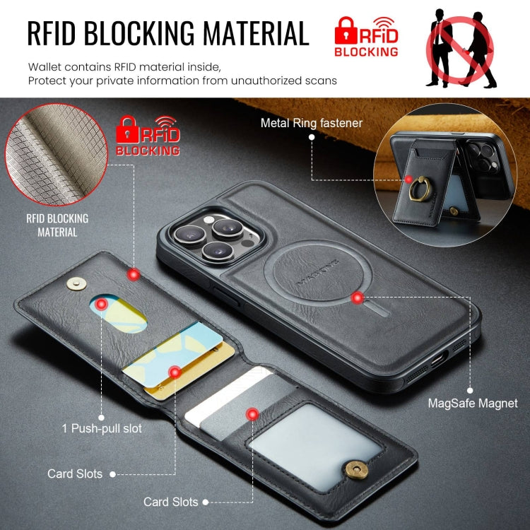For iPhone 14 DG.MING K1 MagSafe Detachable Wallet RFID Back Cover Phone Case(Black) - free shipping - PMC Jewellery - Order now!