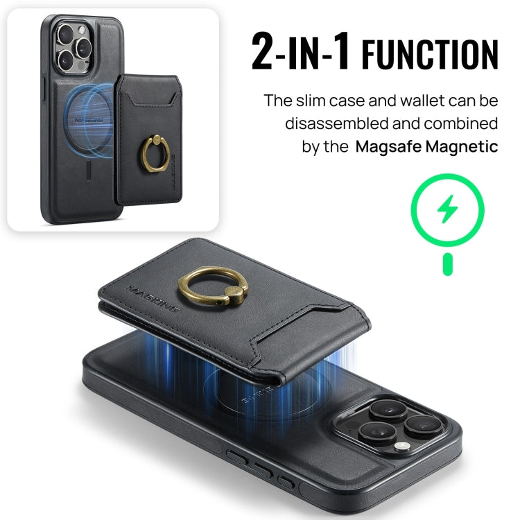 For iPhone 14 DG.MING K1 MagSafe Detachable Wallet RFID Back Cover Phone Case(Black) - free shipping - PMC Jewellery - Order now!