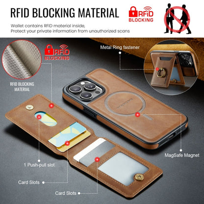 For iPhone 14 Pro DG.MING K1 MagSafe Detachable Wallet RFID Back Cover Phone Case(Brown) - iPhone 14 Pro Cases by DG.MING | Online Shopping South Africa | PMC Jewellery | Buy Now Pay Later Mobicred