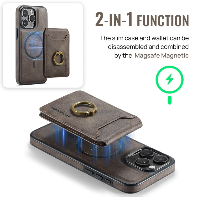 For iPhone 13 DG.MING K1 MagSafe Detachable Wallet RFID Back Cover Phone Case(Coffee) - free shipping - PMC Jewellery - Order now!
