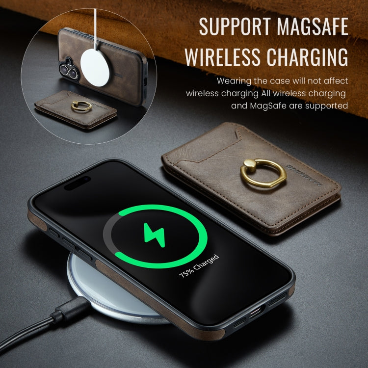 For iPhone 16 DG.MING K1 MagSafe Detachable Wallet RFID Back Cover Phone Case(Coffee) - free shipping - PMC Jewellery - Order now!