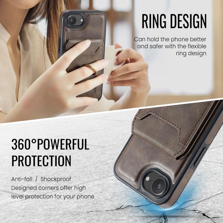 For iPhone 16e DG.MING K1 MagSafe Detachable Wallet RFID Back Cover Phone Case(Coffee) - free shipping - PMc TechLife - Order now!