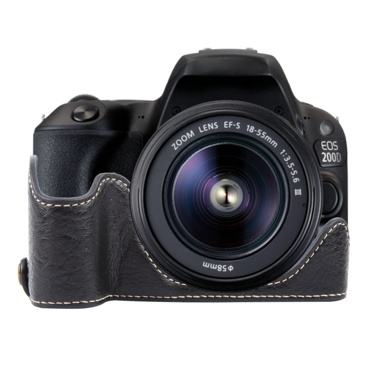For Canon EOS 200D II / 200D Buffalo Texture PU Leather Camera Half Case Base(Black) - Half Case by PMC TechLife | Online Shopping South Africa | PMC TechLife | Buy Now Pay Later Mobicred