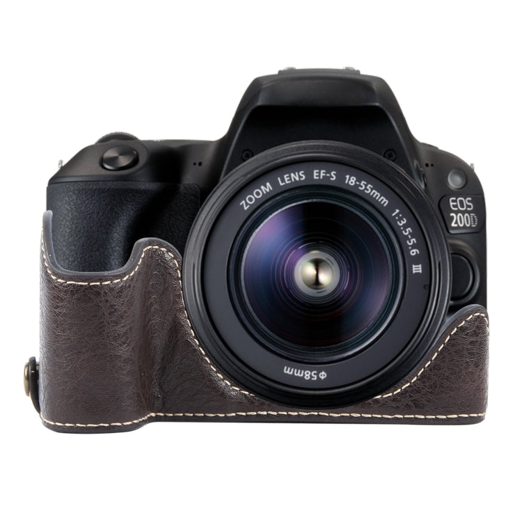 For Canon EOS 200D II / 200D Buffalo Texture PU Leather Camera Half Case Base(Dark Coffee) - Half Case by PMC TechLife | Online Shopping South Africa | PMC TechLife | Buy Now Pay Later Mobicred