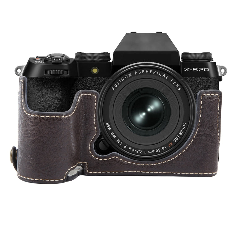 For FUJIFILM X-S20 Buffalo Texture PU Leather Camera Half Case Base(Dark Coffee) - Half Case by PMC TechLife | Online Shopping South Africa | PMC TechLife | Buy Now Pay Later Mobicred