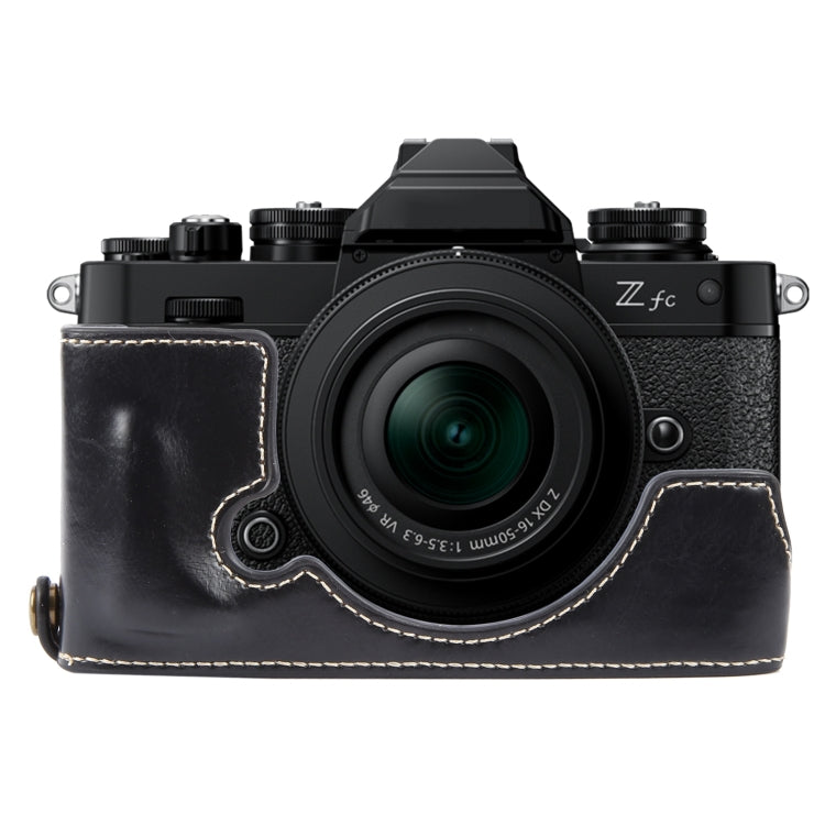 For Nikon ZFC Glossy PU Leather Camera Half Case Base(Black) - Half Case by PMC TechLife | Online Shopping South Africa | PMC TechLife | Buy Now Pay Later Mobicred
