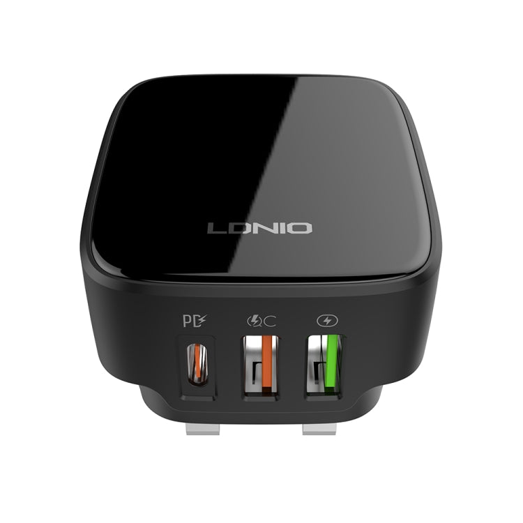 LDNIO Q334 32W Type-C + Dual USB Port Charger with 1m 8 Pin Data Cable, Plug Type:UK Plug(Black) - USB Charger by LDNIO | Online Shopping South Africa | PMC Jewellery | Buy Now Pay Later Mobicred