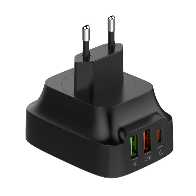 LDNIO Q334 32W Type-C + Dual USB Port Charger with 1m USB-C / Type-C Data Cable, Plug Type:EU Plug(Black) - USB Charger by LDNIO | Online Shopping South Africa | PMC Jewellery | Buy Now Pay Later Mobicred