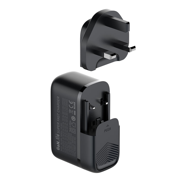 LDNIO Q367 65W GaN 3 x USB-C / Type-C Interface Charger with 1m USB-C / Type-C to USB-C / Type-C Data Cable, Plug Type:UK Plug(Black) - free shipping - PMC Jewellery - Order now!