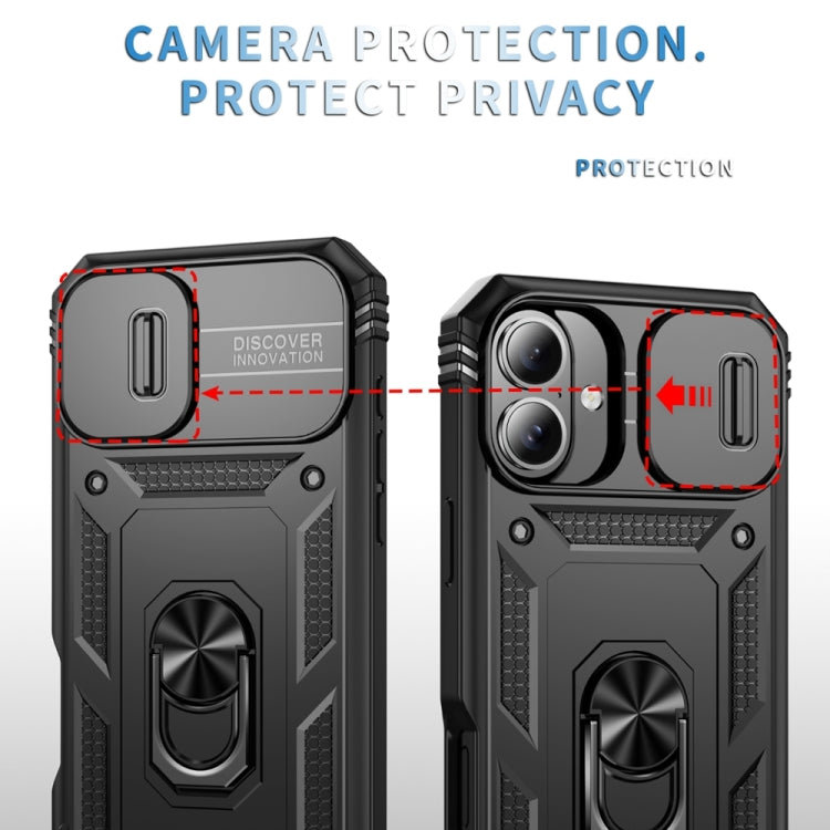 For iPhone 16 Plus Sliding Camshield TPU + PC Phone Case with Holder(Black) - iPhone 16 Plus Cases by PMC TechLife | Online Shopping South Africa | PMC TechLife | Buy Now Pay Later Mobicred