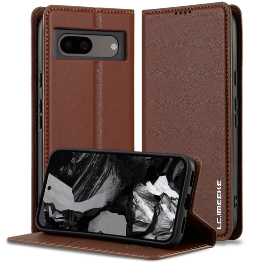 For Google Pixel 8A LC.IMEEKE L1 Series Frosted Fine Texture PU Phone Case(Brown) - Google Cases by LC.IMEEKE | Online Shopping South Africa | PMC Jewellery | Buy Now Pay Later Mobicred