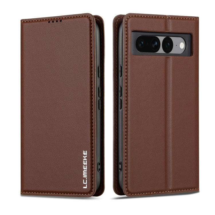 For Google Pixel 7 Pro 5G LC.IMEEKE L1 Series Frosted Fine Texture PU Phone Case(Brown) - Google Cases by LC.IMEEKE | Online Shopping South Africa | PMC Jewellery | Buy Now Pay Later Mobicred