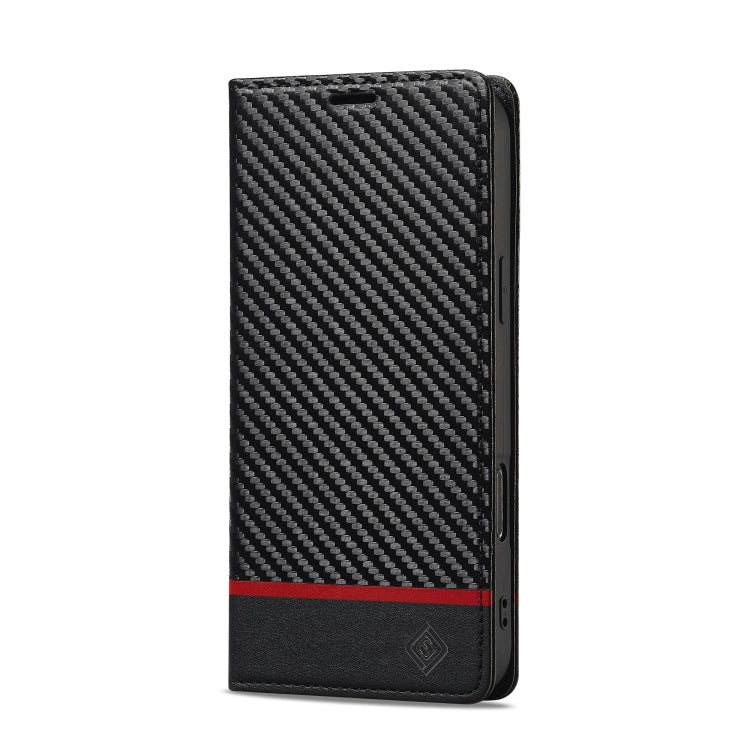 For iPhone 16 Pro Max LC.IMEEKE Carbon Fiber Leather Phone Case(Horizontal Black) - iPhone 16 Pro Max Cases by LC.IMEEKE | Online Shopping South Africa | PMC Jewellery | Buy Now Pay Later Mobicred