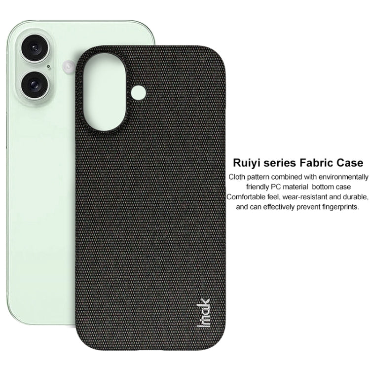 For iPhone 16 imak Ruiyi Series Cloth Texture PU + PC Phone Case(Black) - iPhone 16 Cases by imak | Online Shopping South Africa | PMC Jewellery | Buy Now Pay Later Mobicred