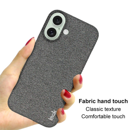 For iPhone 16 imak Ruiyi Series Cloth Texture PU + PC Phone Case(Dark Grey) - iPhone 16 Cases by imak | Online Shopping South Africa | PMC Jewellery | Buy Now Pay Later Mobicred