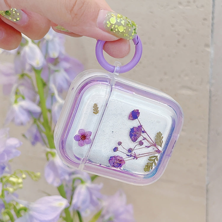 For AirPods Pro Glitter Starry Epoxy Dried Flowers Earbuds Box TPU Case(Dark Blue) - For AirPods Pro by PMC Jewellery | Online Shopping South Africa | PMC Jewellery | Buy Now Pay Later Mobicred