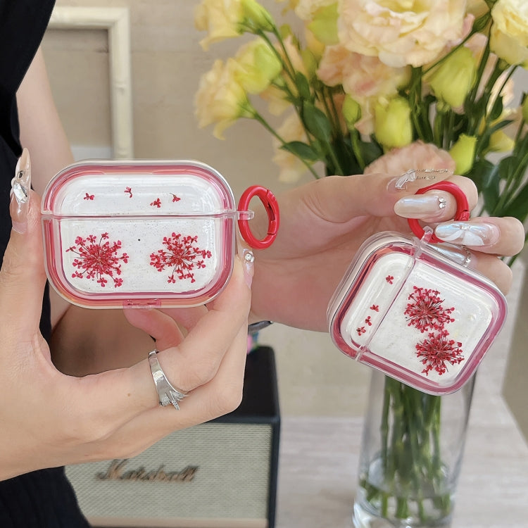 For AirPods Pro 2 Glitter Snowflake Epoxy Dried Flowers Earbuds Box TPU Case(Dark Blue) - For AirPods Pro 2 by PMC Jewellery | Online Shopping South Africa | PMC Jewellery | Buy Now Pay Later Mobicred