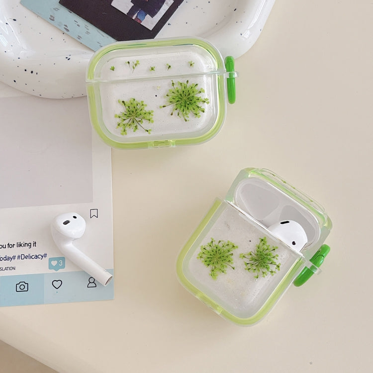 For AirPods Pro 2 Glitter Snowflake Epoxy Dried Flowers Earbuds Box TPU Case(Red) - For AirPods Pro 2 by PMC Jewellery | Online Shopping South Africa | PMC Jewellery | Buy Now Pay Later Mobicred