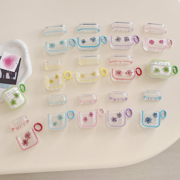 For AirPods 3 Glitter Snowflake Epoxy Dried Flowers Earbuds Box TPU Case(Green) - For AirPods 3 by PMC Jewellery | Online Shopping South Africa | PMC Jewellery | Buy Now Pay Later Mobicred