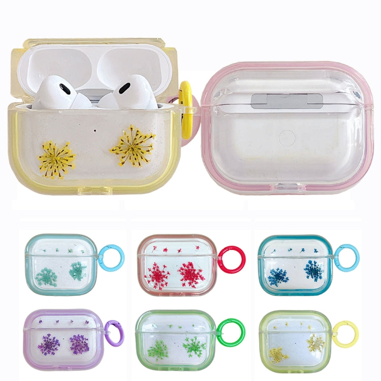 For AirPods 3 Glitter Snowflake Epoxy Dried Flowers Earbuds Box TPU Case(Yellow) - For AirPods 3 by PMC Jewellery | Online Shopping South Africa | PMC Jewellery | Buy Now Pay Later Mobicred